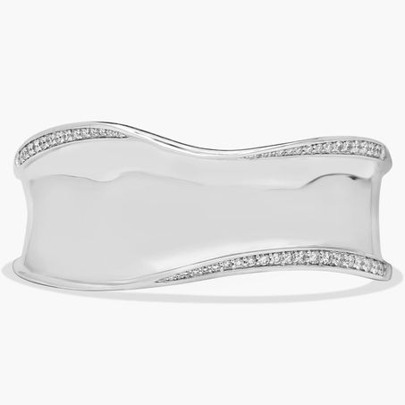 Diamond Wave Cuff Bracelet in 14K White Gold